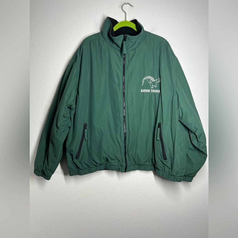 Woolrich Gator Tours Zip Up Hooded Windbreaker Jacket Men's 2XL Green